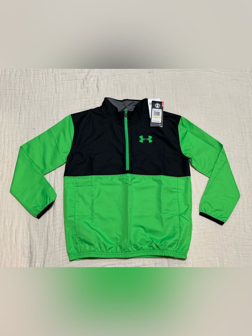 Under Armour Black & Neon Green Quarter-Zip Pullover Youth Medium